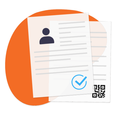 Ilustración de certificado digital con código QR para registro de obra de autor único en Autoris, protección internacional y respaldo en blockchain